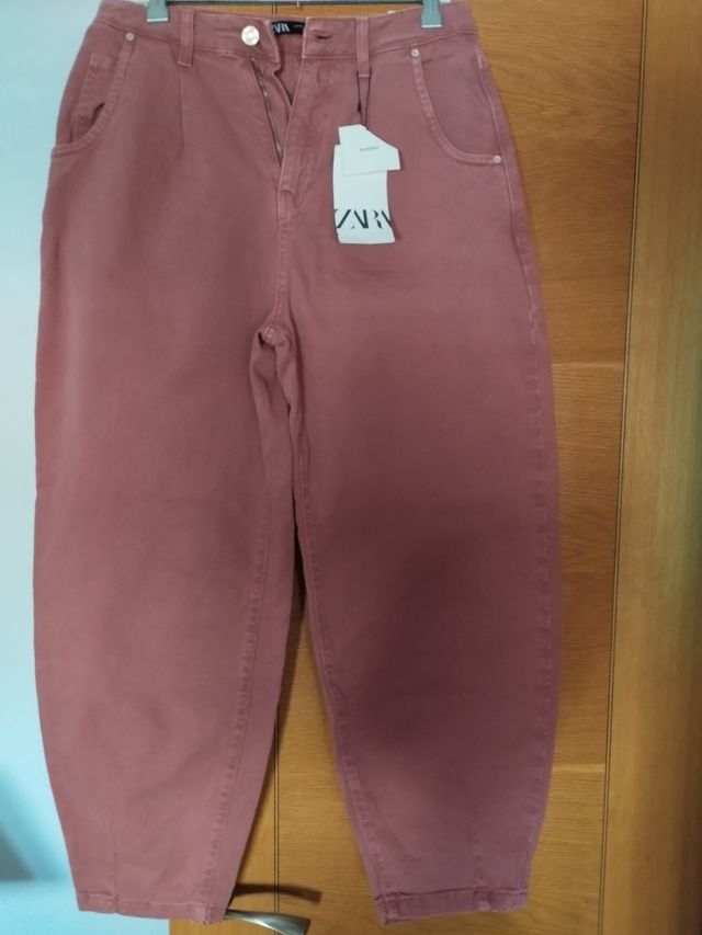 Pantalón vaquero Zara rosa talla 34