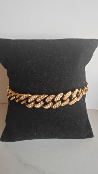 Pulsera eslabones circonitas dorada