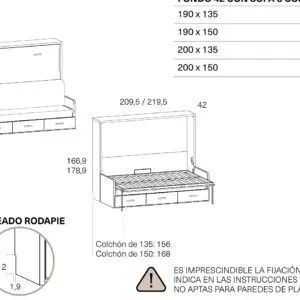 CAMA ABATIBLE 135×190 CON CAJONES SONRÍE
