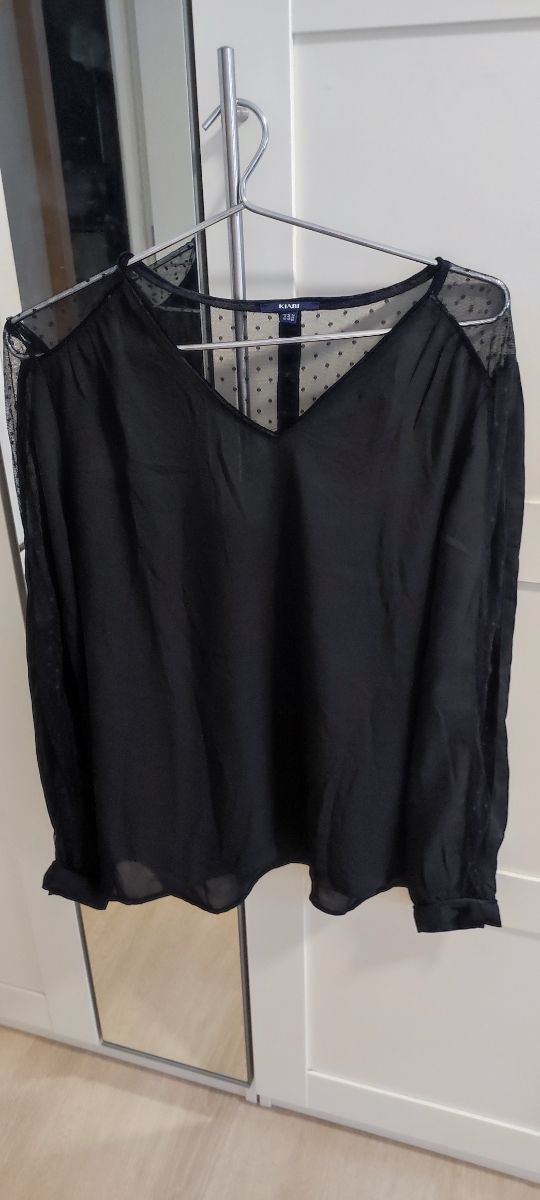 Camisa Kiabi negra con transparencias Talla XL