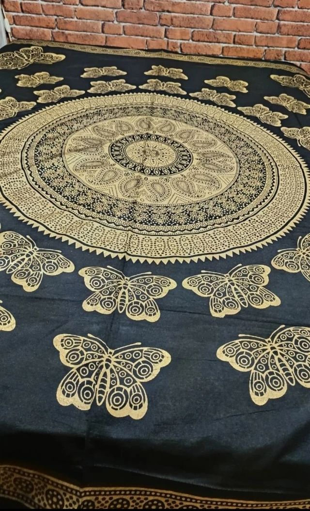 TESSUTO DA TAPPEZZERIA DORATO/FARFALLE IN ORO NERO 4 PEZZI