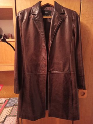 Chaquetón Zara Piel Sintética Marrón Talla 40