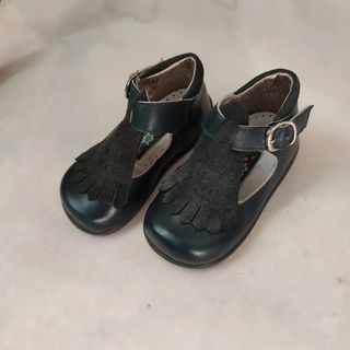 Sapatos Criança Pele Azul Novos