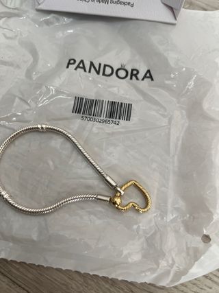 Pulsera Pandora Plata 925 Corazón Oro Nuevo