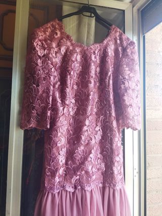 Vestido de fiesta rosa encajeb