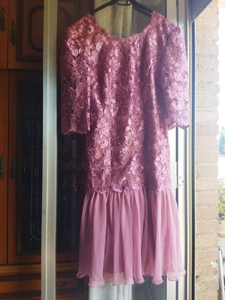 Vestido de fiesta rosa encajeb