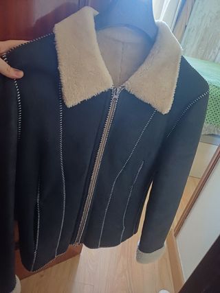 Chaqueta de piel natural, forro de borrego