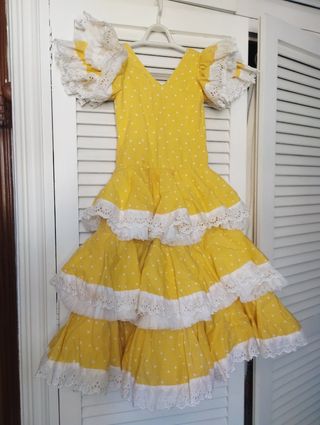 Traje Gitana Amarillo Lunares Blanco 6-8 años