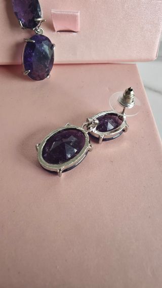 Pendientes morados plata nuevos