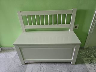 Banco baúl blanco de madera
