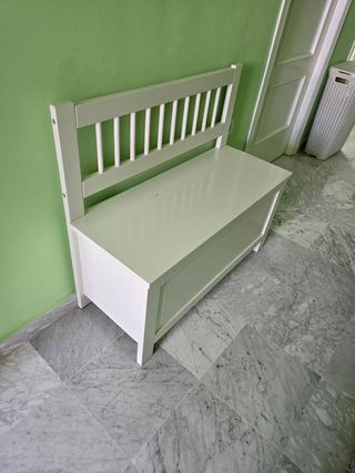 Banco baúl blanco de madera