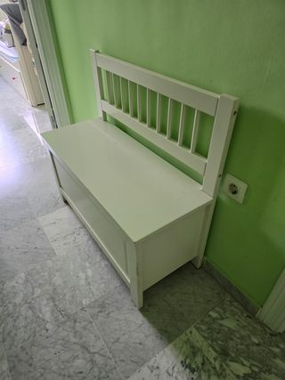 Banco baúl blanco de madera