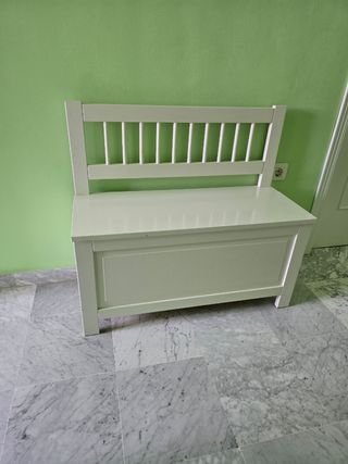 Banco baúl blanco de madera