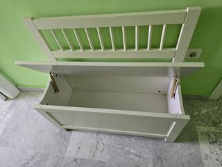 Banco baúl blanco de madera