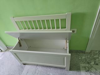Banco baúl blanco de madera