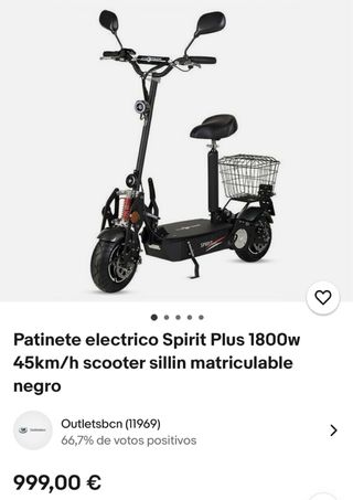 Patinete eléctrico Spirit Plus 1800w.