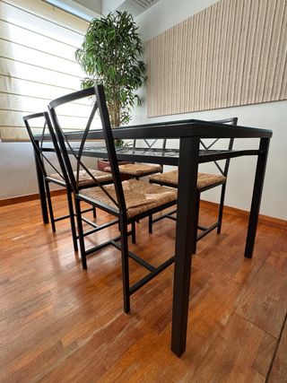 Mesa Comedor/Jardín Cristal y 4 Sillas