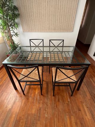 Mesa Comedor/Jardín Cristal y 4 Sillas