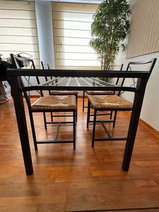 Mesa Comedor/Jardín Cristal y 4 Sillas
