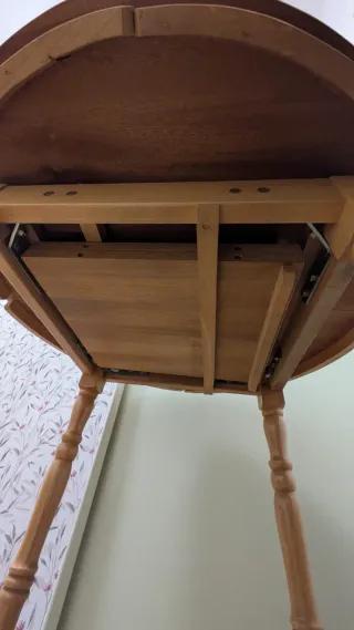 Mesa redonda madera con cristal