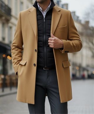 Abrigo con falso chaleco acolchado hombre XXL