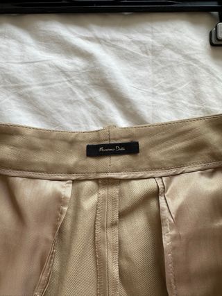 Pantalones Massimo Dutti Lino Beige Pinzas