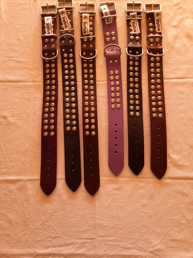 Collares para perro cuero tachuelas 55 y 50