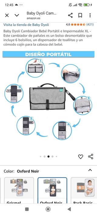 Cambiador Bebé Portátil XL BabyDyoli Gris