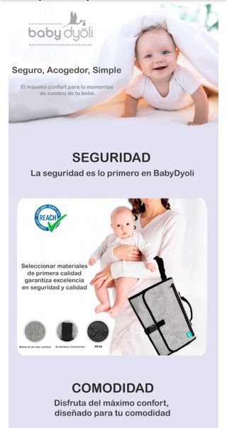 Cambiador Bebé Portátil XL BabyDyoli Gris