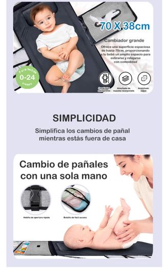 Cambiador Bebé Portátil XL BabyDyoli Gris