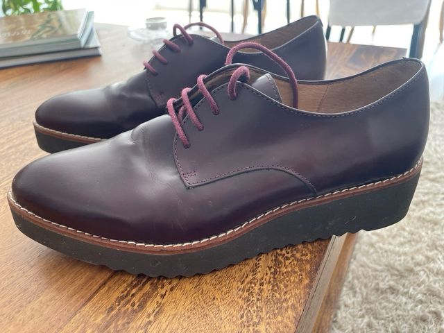 Zapato de cordones mujer Lesoc burdeos