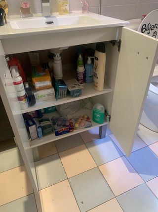 Mueble baño blanco patas metál lavabo no incluye