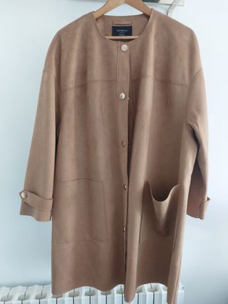 Chaqueta de antelina beige mujer