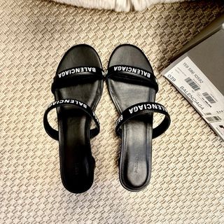 Sandalias Balenciaga Logo Tiras Negras