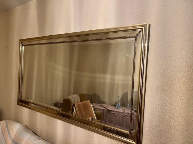 Espejo antiguo dorado marco metal