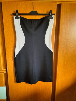 Abito a fascia bicolore nero e panna