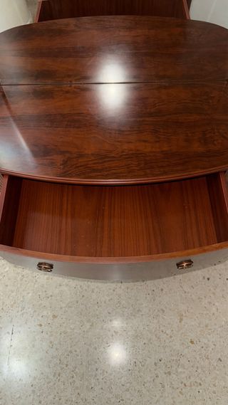 Mueble recibidor madera maciza con gran espejo 