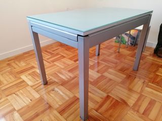 Mesa de comedor/cocina cristal y metal