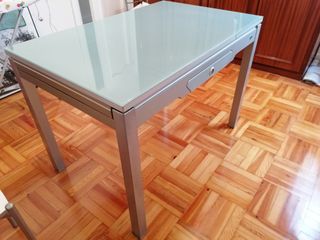 Mesa de comedor/cocina cristal y metal