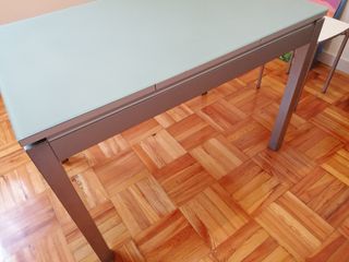 Mesa de comedor/cocina cristal y metal