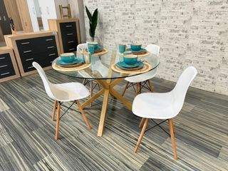 Mesa Comedor - Cocina Cristal y Metal 120x75cm