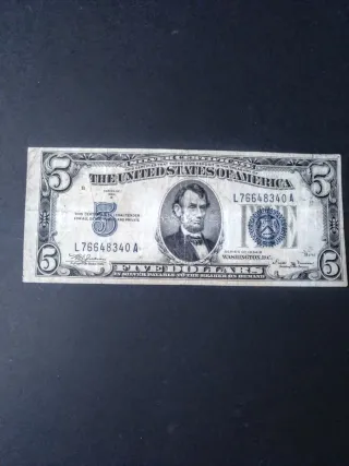  5 Dólares USA de 1934. ERROR DE IMPRENSION.