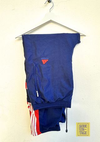 Pantalón Adidas Vintage 90s Azul Rayas Rojas