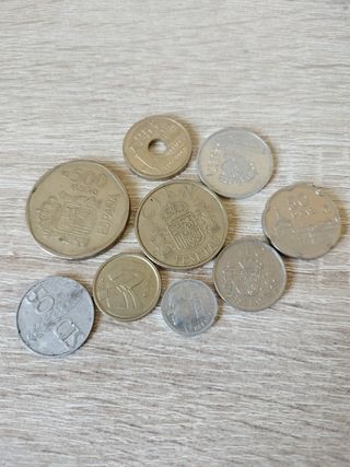 Lote de 9 monedas antiguas de pesetas