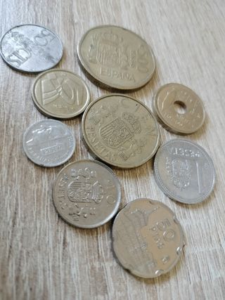 Lote de 9 monedas antiguas de pesetas