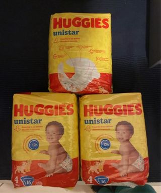 3 pacchi Huggies Unistar taglia 4 - 16 pezzi