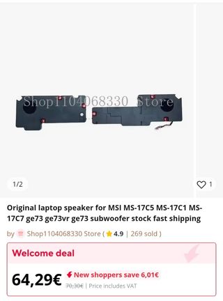 Altavoces Portátil MSI Negro