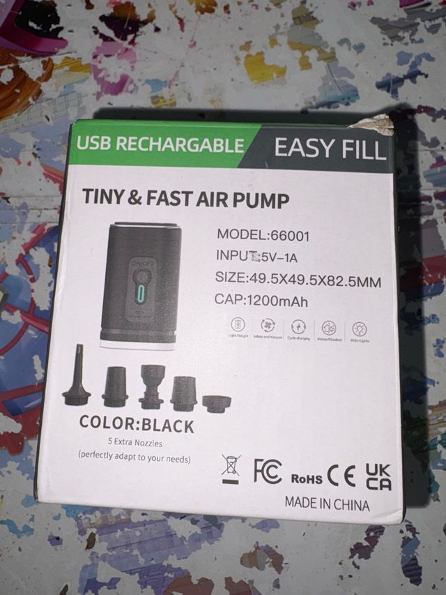 Bomba de aire eléctrica USB recargable