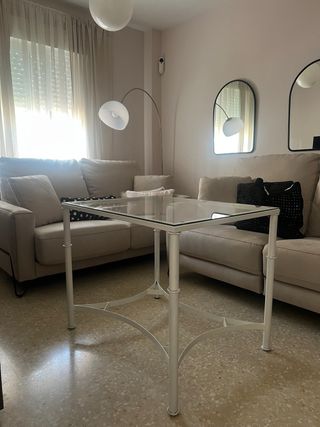 Mesa de forja doble altura cristal