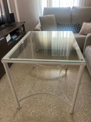 Mesa de forja doble altura cristal